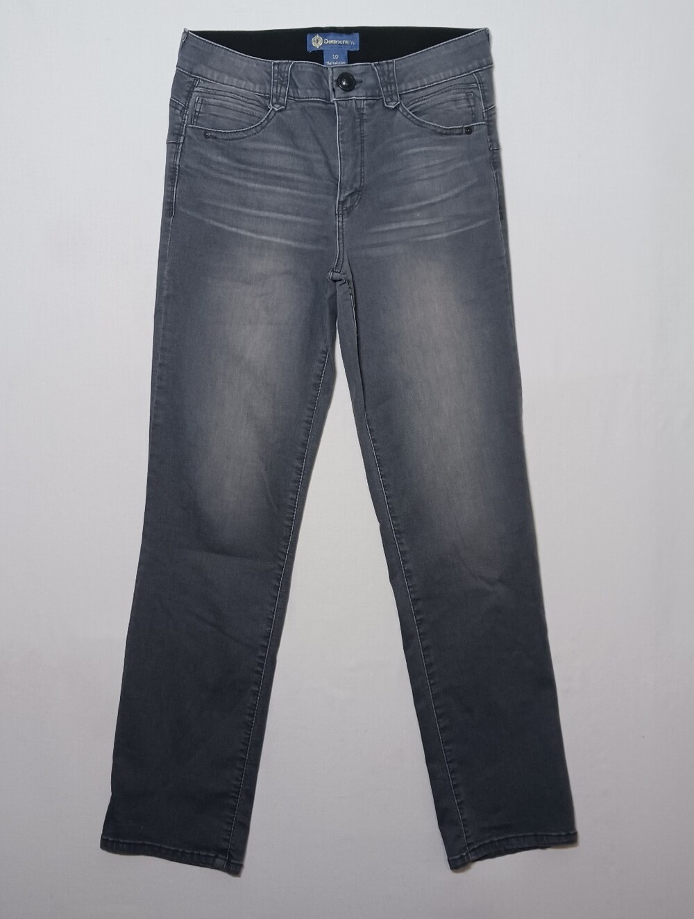 Democracy Ab Solution Straight Leg Jeans Size 10 Gray Wash Denim 31X30